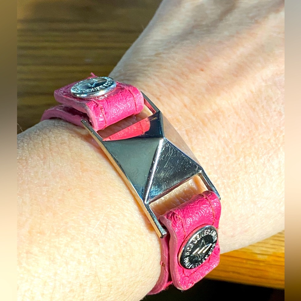 BCB Generation Pink Ostrich Leather Pyramid Bracelet